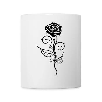 Schwarze Rose Ornament Gothic - Tasse - Weiß - Vorne