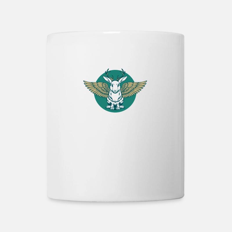 Wolpertinger with golden wings in a circle - Mug - white