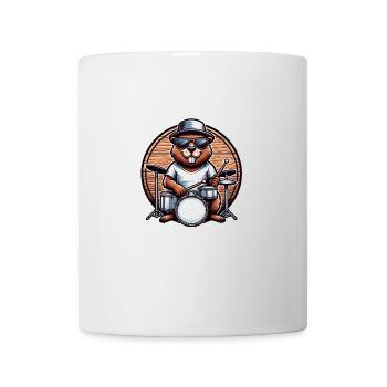 Beaver Drummer Rodent Drum Drumsticks - Mug - white - Front
