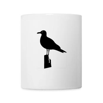 North Sea Moin Seagull Silhouette Bird Schiss Pier S/W - Mug - white - Front
