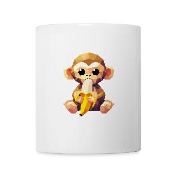 Polygon Baby Affe Banane Kunst Afrika Zoo Tierpark - Tasse - Weiß - Vorne