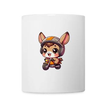 Niedlicher Esel Mit Helm Auf Motorrad - Tasse - Weiß - Vorne