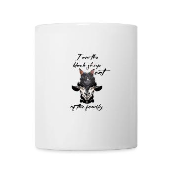 Mouton noir de la famille chat noir - Mug blanc - blanc - Devant