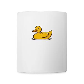 Lustige niedliche gelbe Cartoon Ente schwimmt - Tasse - Weiß - Vorne