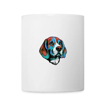 Beagle Hund Porträt Bunt - Tasse - Weiß - Vorne