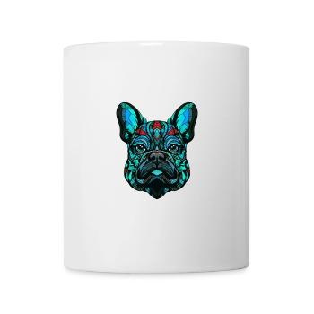 Französische Bulldogge Hund Porträt Bunt - Tasse - Weiß - Vorne