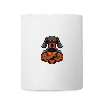 Dachshund Hund Muskeln Bodybuilding Dackel - Tasse - Weiß - Vorne