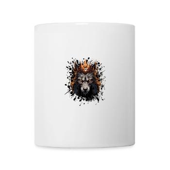 Wolf Kopf Porträt Krone - Tasse - Weiß - Vorne