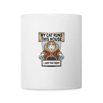 Meine Katze betreibt dieses Haus, ich zahle nur Miete - Tasse - Weiß - Vorne