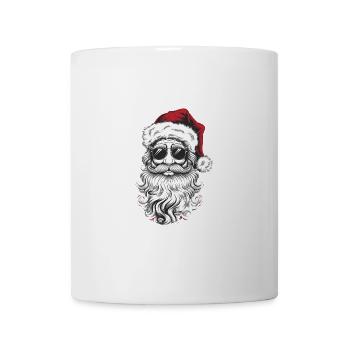 Weihnachtsmanngesicht mit Sonnenbrille und Hutbart - Tasse - Weiß - Vorne