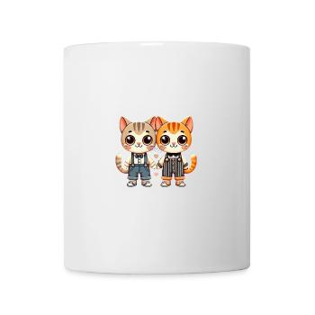 Two Cute Cat Friends Holding Hands - Tasse - Weiß - Vorne