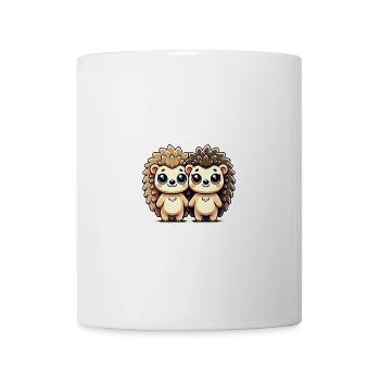 Two Cute Hedgehog Friends Holding Hands - Tasse - Weiß - Vorne