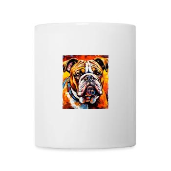 Bulldog Hund Porträt - Tasse - Weiß - Vorne
