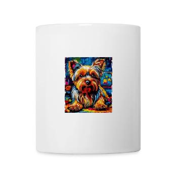 Yorkshire Terrier Hund Porträt - Tasse - Weiß - Vorne