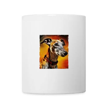Portrait de chien lévrier - Mug blanc - blanc - Devant