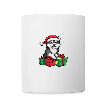 Husky Dog Cadeaux de bande dessinée de Noël - Mug blanc - blanc - Devant