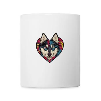 Husky Hund Herz Love - Tasse - Weiß - Vorne