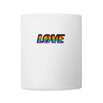 Rainbow text LOVE LGBT Pride Month - Mug - white - Front