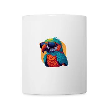 Farbenfroher Charmer: Retro Papagei T-Shirt - Tasse - Weiß - Vorne