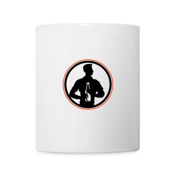 Silhouette de bouteille de bière buvant - Mug blanc - blanc - Devant