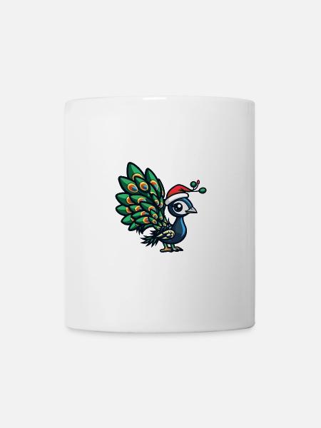 Pfau Vogel Weihnachten - Tasse - Weiß