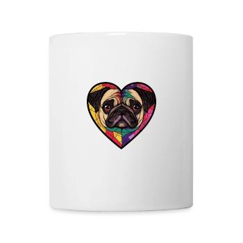 Pug Hund Herz Liebe - Tasse - Weiß - Vorne