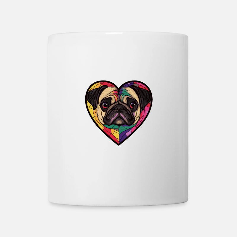Carlin Chien Coeur Amour - Mug blanc - blanc