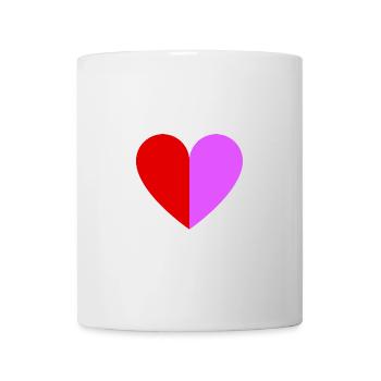 Zweifarbiges Herz dunkelrot-pink - Tasse - Weiß - Vorne