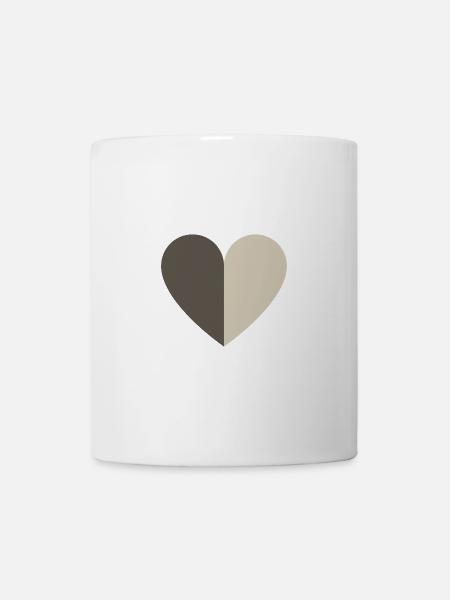 Coeur bicolore brun-beige - Mug blanc - blanc