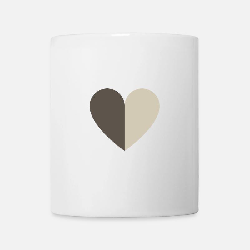 Coeur bicolore brun-beige - Mug blanc - blanc