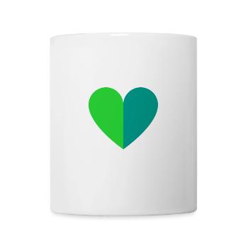 Two-tone heart green-petrol - Mug - white - Front