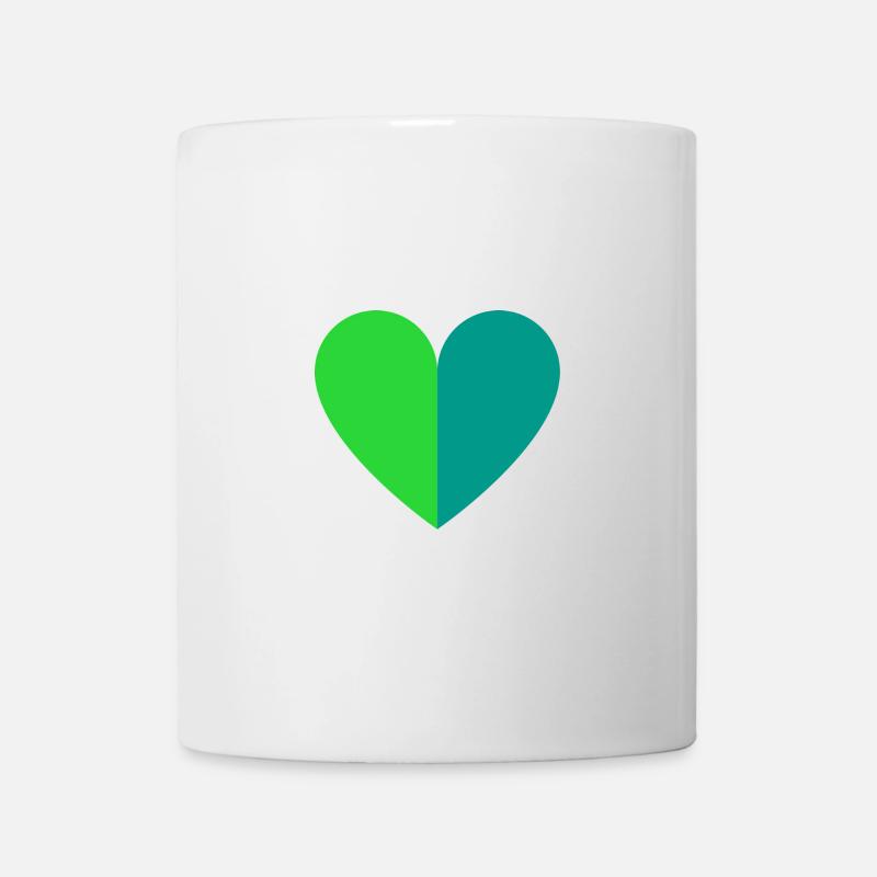 Coeur bicolore vert-pétrole - Mug blanc - blanc