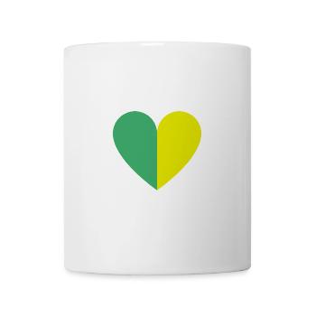 Zweifarbiges Herz grün-gelb - Tasse - Weiß - Vorne