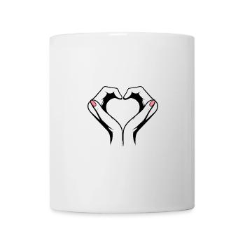 Handzeichen Hand Herz Liebe Zeichen Regenbogen - Tasse - Weiß - Vorne