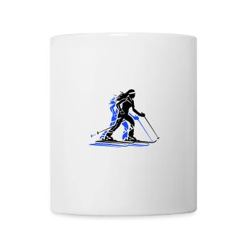 Ski Fahren Skiing Frau Symbol - Tasse - Weiß - Vorne