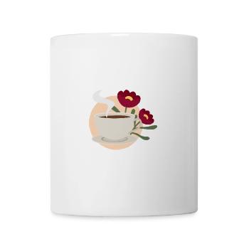 Kaffee & Blumen: Ein Moment der Ruhe rot - Tasse - Weiß - Vorne