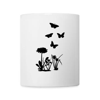 Spring Flowers and Butterflies, Nature - Mug blanc - blanc - Devant