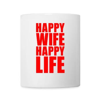 HAPPY WIFE HAPPY LIFE GIFT WOMAN MAN PARTNER - Mug - white - Front