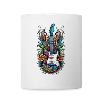 Guitar in tattoo style colorful - Mug - white - Front