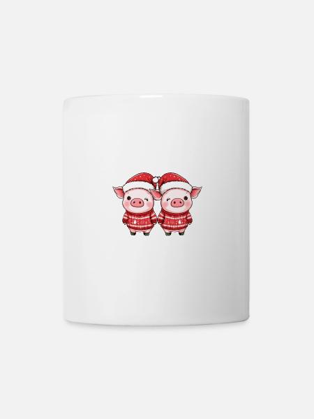 Schwein Weihnachten Team - Tasse - Weiß