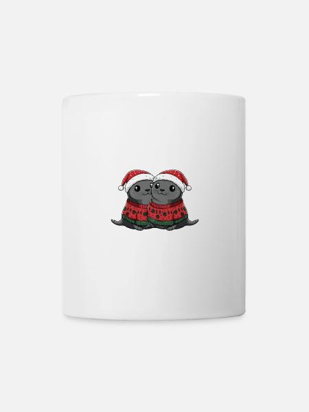 Robbe Tier Weihnachten Team - Tasse - Weiß