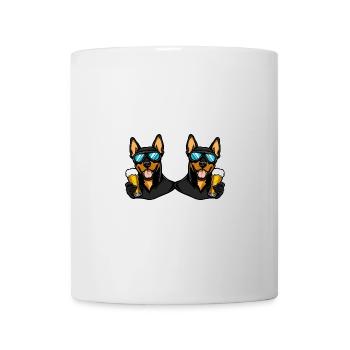 Dobermann Hund Ski Team Bier - Tasse - Weiß - Vorne