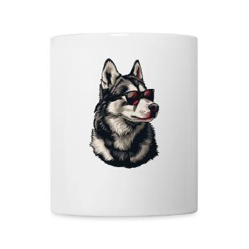 Husky dog with sunglasses - Mug - white - Front