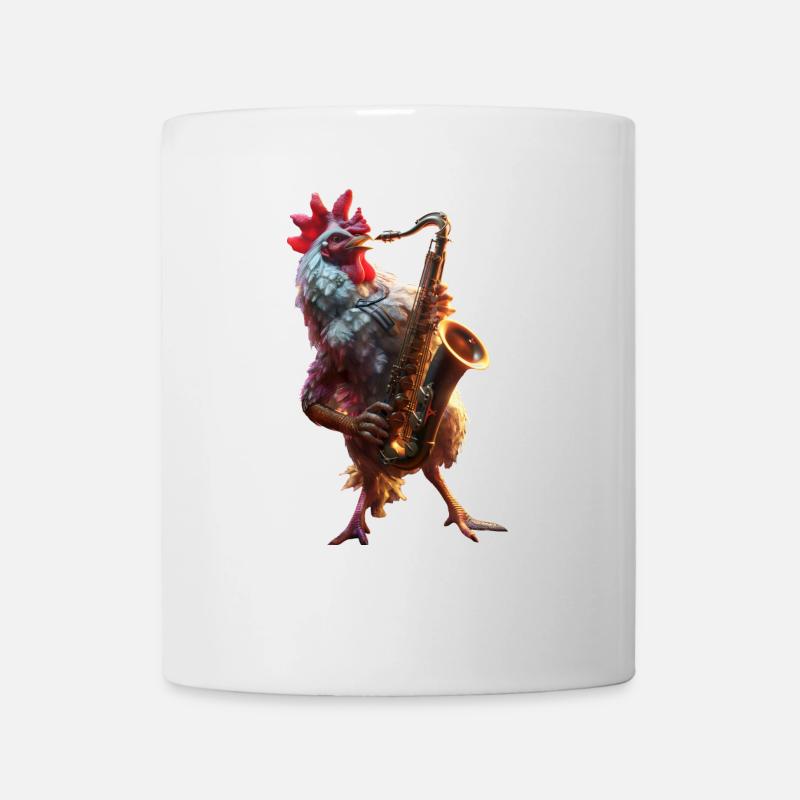 Hahn Saxophon - Tasse - Weiß