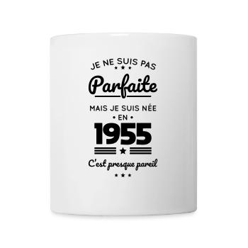 Anniversaire 70 ans - Pas parfaite née en 1955 - Mug blanc - blanc - Devant
