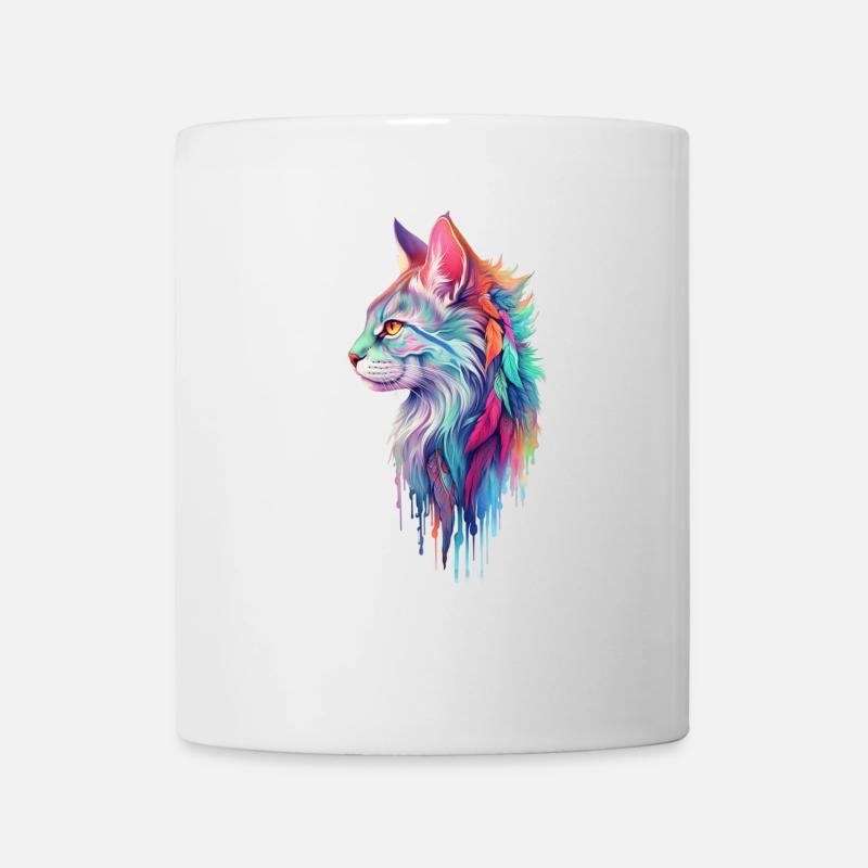 Hippie Katze - Tasse - Weiß