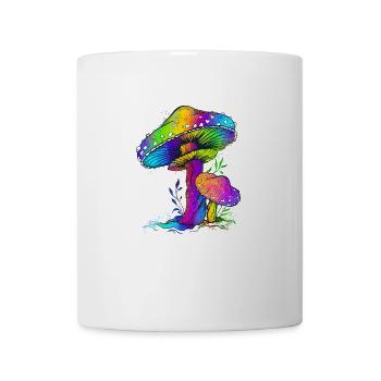 bunte Pilze, Pilz, tolle Geschenkidee. Regenbogen - Tasse - Weiß - Vorne