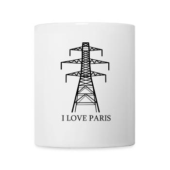 Power pylon as Eiffel Tower "I Love Paris" satire - Mug - white - Front
