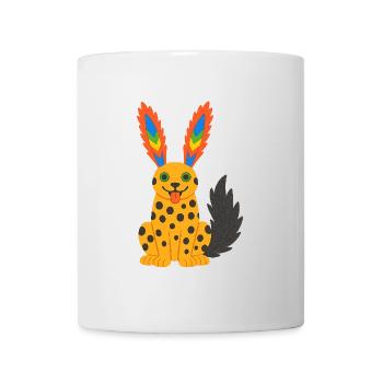 Guépard exotique fantastique avec oreilles en plumes arc-en-ciel - Mug blanc - blanc - Devant