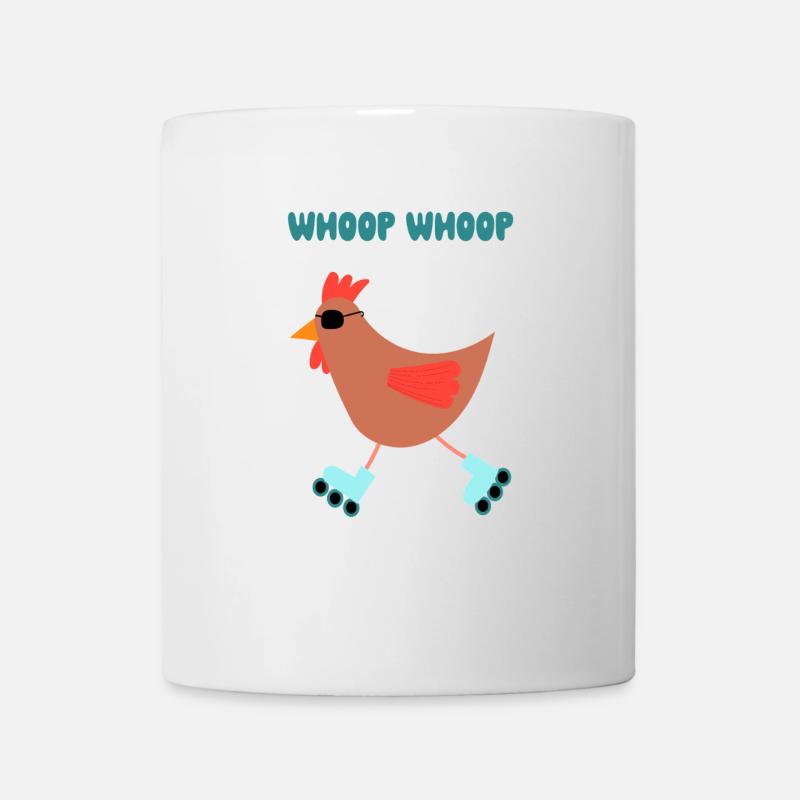 Poulet frais sur patins à roues alignées – style décontracté - Mug blanc - blanc